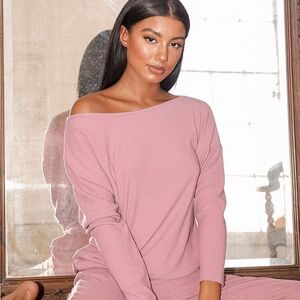 Lulus - M - Dressed to Chill Dusty Rose Ribbed Long Sleeve Sweater Top